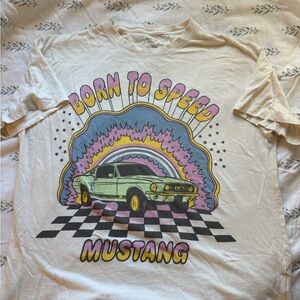 American Eagle Outfitters Mustang Graphic Tee - Cream